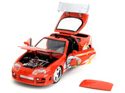 1995 Toyota Supra Red with Graphics and Saitama Diecast Figure "One Punch Man" (2015-2019) TV Series 1/24 Diecast Model by Jada image 4
