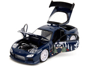 1993 Mazda RX-7 Dark Blue with Graphics and Kakashi Hatake Diecast Figure "Naruto Shippuden" (2009-2017) TV Series "Anime Hollywood Rides" Series 1/24 Diecast Model Car by Jada image 2
