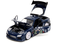 1993 Mazda RX-7 Dark Blue with Graphics and Kakashi Hatake Diecast Figure "Naruto Shippuden" (2009-2017) TV Series "Anime Hollywood Rides" Series 1/24 Diecast Model Car by Jada image 2