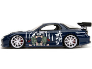 1993 Mazda RX-7 Dark Blue with Graphics and Kakashi Hatake Diecast Figure "Naruto Shippuden" (2009-2017) TV Series "Anime Hollywood Rides" Series 1/24 Diecast Model Car by Jada image 3
