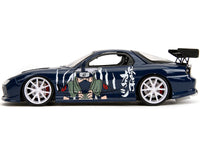 1993 Mazda RX-7 Dark Blue with Graphics and Kakashi Hatake Diecast Figure "Naruto Shippuden" (2009-2017) TV Series "Anime Hollywood Rides" Series 1/24 Diecast Model Car by Jada image 3