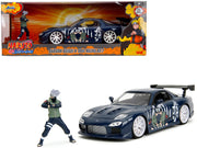 1993 Mazda RX-7 Dark Blue with Graphics and Kakashi Hatake Diecast Figure "Naruto Shippuden" (2009-2017) TV Series "Anime Hollywood Rides" Series 1/24 Diecast Model Car by Jada image 5