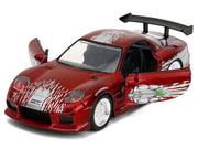 Dom's Mazda RX-7 Candy Red with Graphics "The Fast and the Furious" (2001) Movie "25 Years of Fast & Furious" Series 1/32 Diecast Model Car by Jada image 2