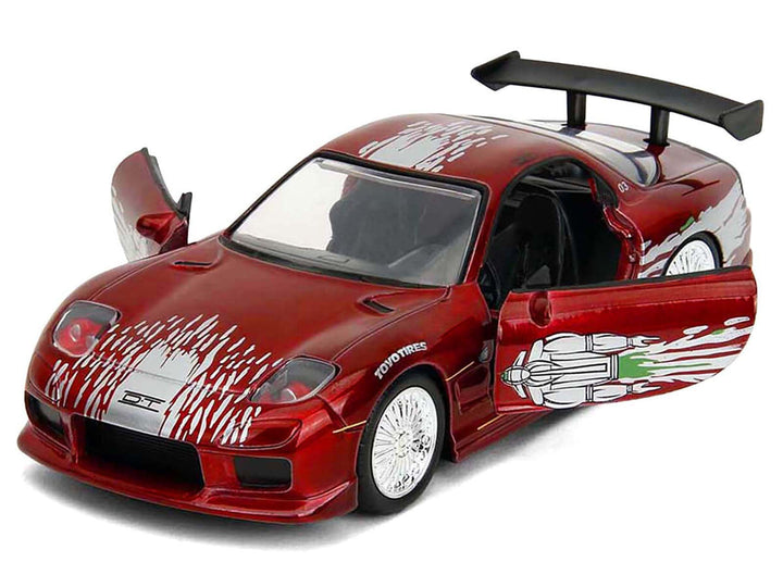 Dom's Mazda RX-7 Candy Red with Graphics "The Fast and the Furious" (2001) Movie "25 Years of Fast & Furious" Series 1/32 Diecast Model Car by Jada image 2