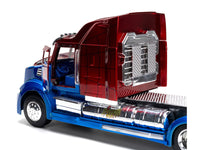 Jada Western Star 57X truck tractor blue red metallic Spider-Man graphics 1:24 35408, view 3