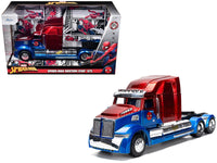 Jada Western Star 57X truck tractor blue red metallic Spider-Man graphics 1:24 35408, view 5