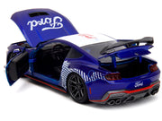 2024 Ford Mustang Dark Horse Candy Blue with White Top and "Mustang Horse Graphics" "Bigtime Muscle" Series 1/24 Diecast Model Car by Jada image 2