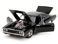1970 Dodge Charger Black with Race Interior "The Fast and the Furious" (2001) Movie "25 Years of Fast & Furious" Series 1/24 Diecast Model Car by Jada image 2