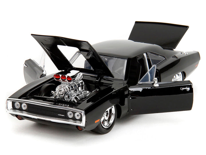 1970 Dodge Charger Black with Race Interior "The Fast and the Furious" (2001) Movie "25 Years of Fast & Furious" Series 1/24 Diecast Model Car by Jada image 2