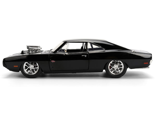 Black 1970 Dodge Charger R/T from Furious 7, closed side view, Jada 35423, 1:24