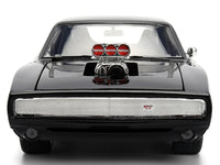 Black 1970 Dodge Charger R/T head-on view with exposed engine treatment, Jada 35423, 1:24
