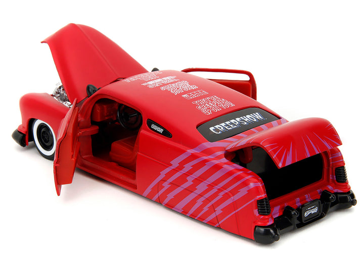 1951 Mercury Matt Red with Purple Stripes and Creep Diecast Figure "Creepshow" (1982) Movie "Hollywood Rides" Series 1/24 Diecast Model Car by Jada image 2