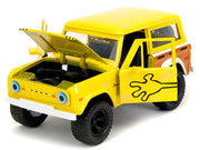 1973 Ford Bronco Yellow with Graphics and SpongeBob SquarePants Diecast Figure "SpongeBob SquarePants" (1999-Current) TV Series "Hollywood Rides" Series 1/24 Diecast Model Car by Jada image 2