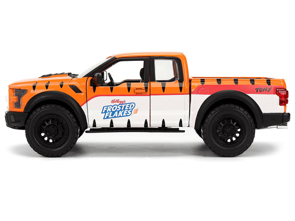 2017 Ford F-150 Raptor Pickup Truck "Frosted Flakes" Orange with Graphics and Tony the Tiger Diecast Figure "Hollywood Rides" Series 1/24 Diecast Model Car by Jada