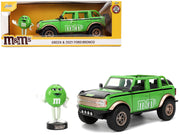 2021 Ford Bronco Green with Black Stripes and Green M&M's Diecast Figure "Hollywood Rides" Series 1/24 Diecast Model Car by Jada image 3