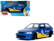 1997 Honda Civic Type R Blue Metallic with Graphics "Sonic the Hedgehog" (1991) Video Game "Hollywood Rides" Series 1/32 Diecast Model Car by Jada image 5