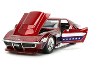 1969 Chevrolet Corvette Stingray ZL1 Red Metallic with Stars and Stripes Graphics "Bigtime Muscle" Series 1/24 Diecast Model Car by Jada image 3