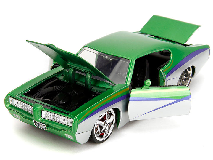 1969 Pontiac GTO Judge Green Metallic and Silver with Stripes "Bigtime Muscle" Series 1/24 Diecast Model Car by Jada image 2
