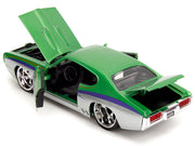 1969 Pontiac GTO Judge Green Metallic and Silver with Stripes "Bigtime Muscle" Series 1/24 Diecast Model Car by Jada image 3
