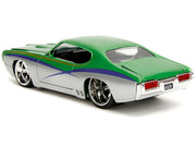 1969 Pontiac GTO Judge Green Metallic and Silver with Stripes "Bigtime Muscle" Series 1/24 Diecast Model Car by Jada image 4