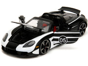 Porsche Carrera GT Convertible #05 Black with White Graphics "Hyper-Spec" Series 1/24 Diecast Model Car by Jada image 3