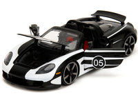 Porsche Carrera GT Convertible #05 Black with White Graphics "Hyper-Spec" Series 1/24 Diecast Model Car by Jada image 3