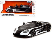 Porsche Carrera GT Convertible #05 Black with White Graphics "Hyper-Spec" Series 1/24 Diecast Model Car by Jada image 5