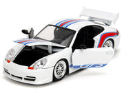 Porsche 911 GT3 (996) White with Red and Blue Stripes "Hyper-Spec" Series 1/24 Diecast Model Car by Jada image 3