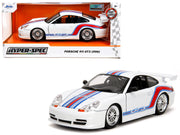Porsche 911 GT3 (996) White with Red and Blue Stripes "Hyper-Spec" Series 1/24 Diecast Model Car by Jada image 5