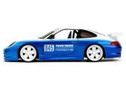 Porsche 911 GT3 RS (996) #845 White and Blue Metallic "Toyo Tires" "Hyper-Spec" Series 1/24 Diecast Model Car by Jada image 5