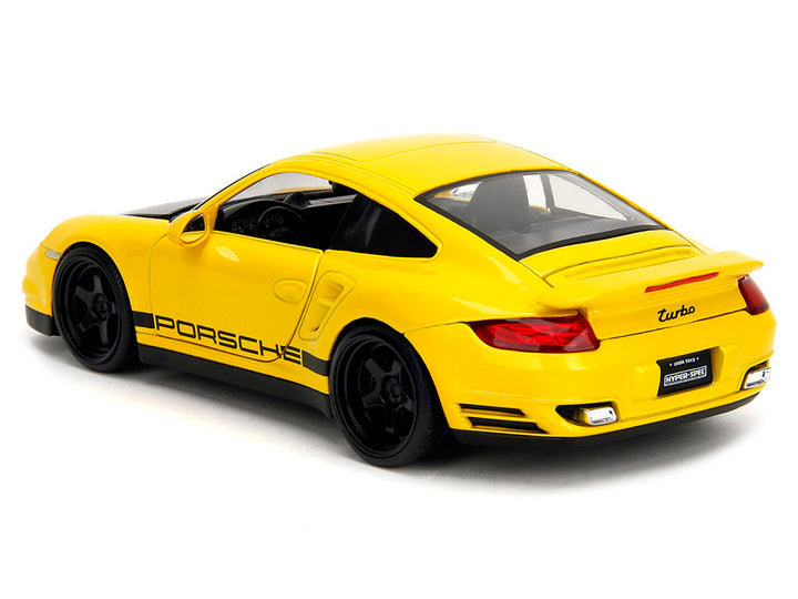 Porsche 911 Turbo (997) Yellow with Carbon Hood "Hyper-Spec" Series 1/24 Diecast Model Car by Jada image 2