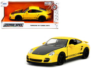 Porsche 911 Turbo (997) Yellow with Carbon Hood "Hyper-Spec" Series 1/24 Diecast Model Car by Jada image 5