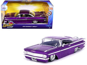 1959 Chevrolet Impala Lowrider Candy Purple with Wire Wheels "Street Low" Series 1/24 Diecast Model Car by Jada image 2