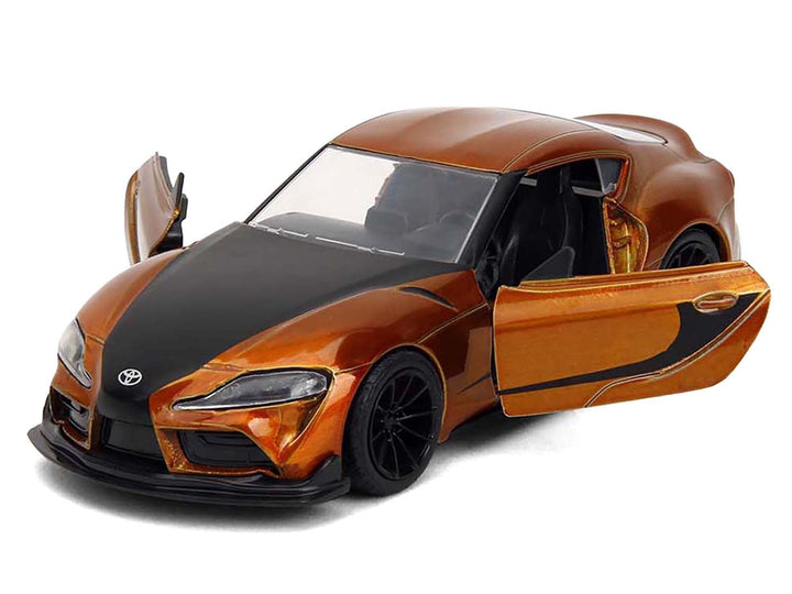 2020 Toyota Supra Orange Metallic with Black Stripes "F9" (2021) Movie "Fast & Furious" Series 1/32 Diecast Model Car by Jada image 2