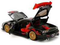 1993 Mazda RX-7 Black with Graphics "Lab Monkeys" with Saru Diecast Figure "Hollywood Rides" Series 1/24 Diecast Model Car by Jada image 4