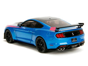 Ford Mustang Shelby GT500 Blue Metallic with Pink Stripes and Black Hood and Top "Pink Slips" Series 1/18 Diecast Model Car by Jada image 4
