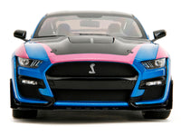 Ford Mustang Shelby GT500 Blue Metallic with Pink Stripes and Black Hood and Top "Pink Slips" Series 1/18 Diecast Model Car by Jada image 5