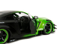 Nissan GT-R (R35) Liberty Walk Body Kit 2.0 RHD (Right Hand Drive) Green and Matt Black "Pink Slips" Series 1/18 Diecast Model Car by Jada image 3
