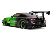 Nissan GT-R (R35) Liberty Walk Body Kit 2.0 RHD (Right Hand Drive) Green and Matt Black "Pink Slips" Series 1/18 Diecast Model Car by Jada image 4