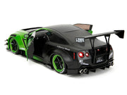 Nissan GT-R (R35) Liberty Walk Body Kit 2.0 RHD (Right Hand Drive) Green and Matt Black "Pink Slips" Series 1/18 Diecast Model Car by Jada image 5