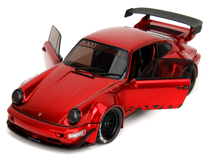 RWB Body Kit Red Metallic with Black Stripes "Pink Slips" Series 1/18 Diecast Model Car by Jada image 2