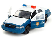 Rick Grimes' Ford Crown Victoria "Sheriff" Blue and White "The Walking Dead" (2010-2022) TV Series "Hollywood Rides" Series 1/32 Diecast Model Car by Jada image 3