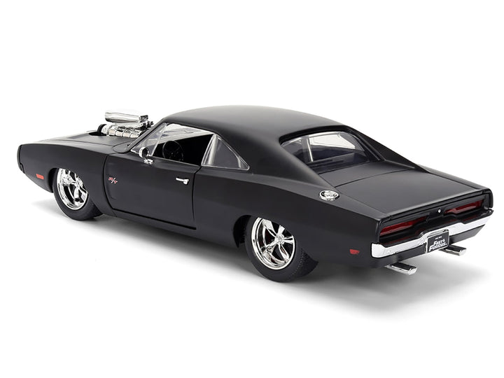 1970 Dodge Charger R/T Matt Black "Fast & Furious" (2009) Movie "Fast & Furious" Series 1/24 Diecast Model Car by Jada image 2