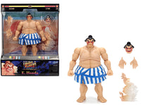 E. Honda action figure with alternate head, hands, effect accessory and Street Fighter box, Jada 35740