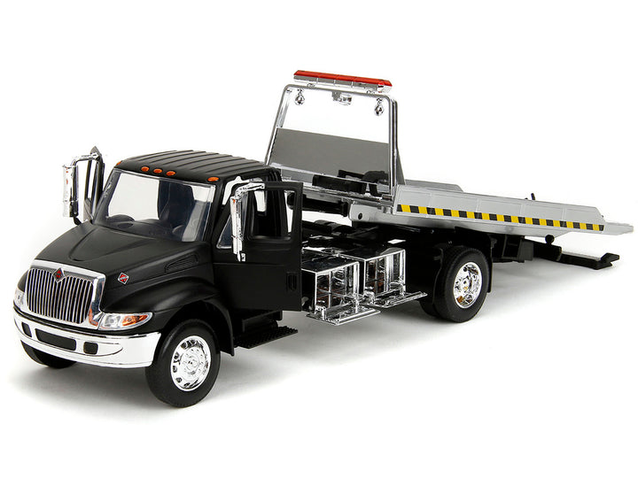 International DuraStar 4400 Flatbed Tow Truck Matt Black 1/24 Diecast Model Car by Jada image 2