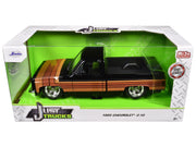 1985 Chevrolet C-10 Pickup Truck Black with Stripes and GM Rally Wheels "Just Trucks" Series 1/24 Diecast Model Car by Jada image 3