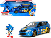 2012 Subaru Impreza WRX STI Blue Metallic with Graphics and Sonic The Hedgehog Diecast Figure "Sonic The Hedgehog" "Hollywood Rides" Series 1/24 Diecast Model Car by Jada image 2