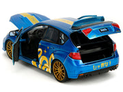 2012 Subaru Impreza WRX STI Blue Metallic with Graphics and Sonic The Hedgehog Diecast Figure "Sonic The Hedgehog" "Hollywood Rides" Series 1/24 Diecast Model Car by Jada image 4