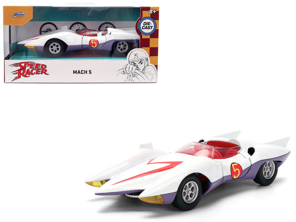 Mach 5 White with Red Stripes and Interior "Speed Racer" (1967) TV Series "Anime Hollywood Rides" Series 1/32 Diecast Model Car by Jada