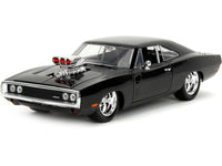 Dodge Charger R/T Black with Dom Diecast Figure "Fast & Furious" (2009) Movie "Hollywood Rides" Series 1/24 Diecast Model Car by Jada image 2